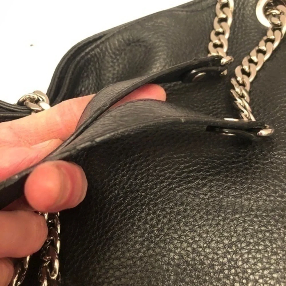 Michael kors black leather jet set chain bag purse